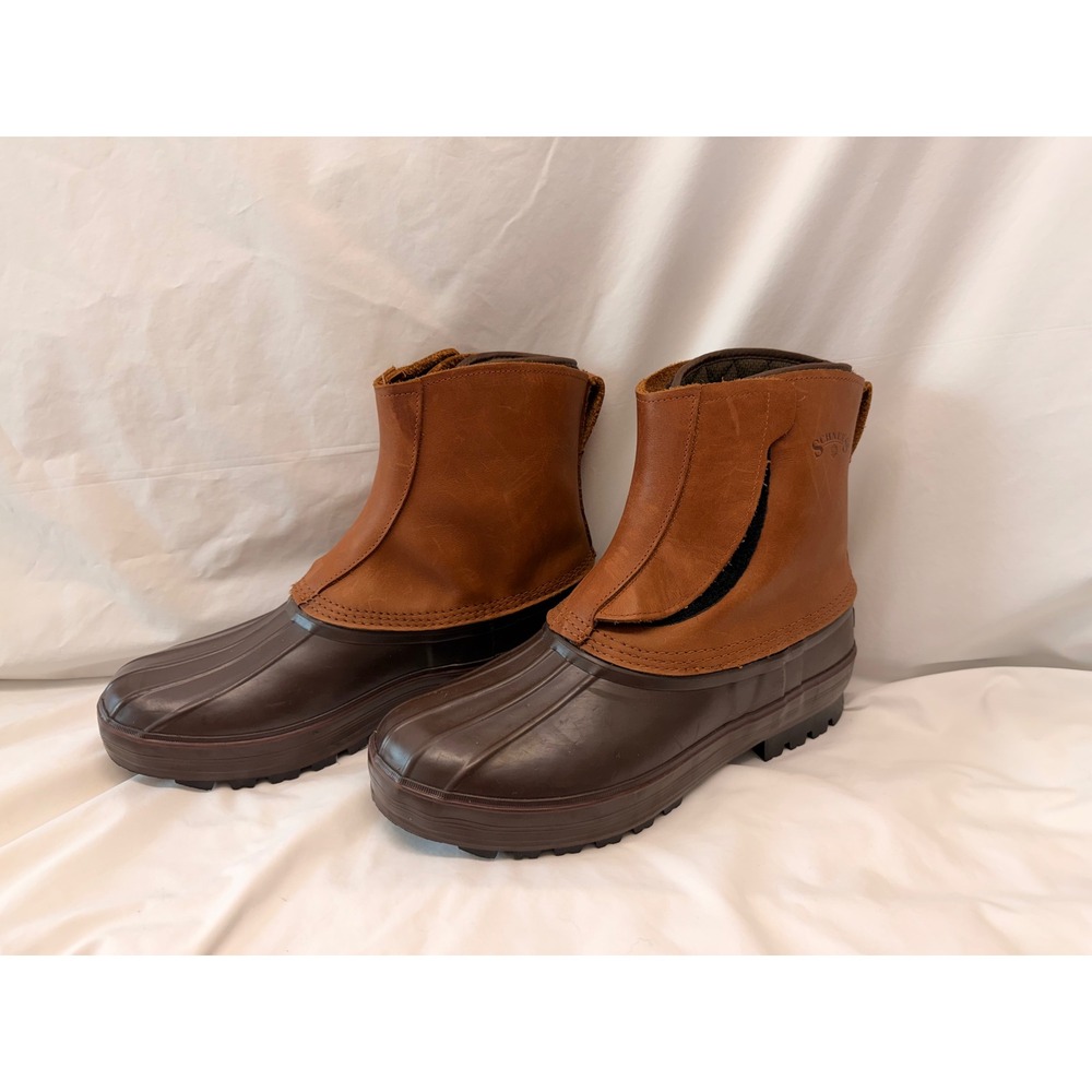 NWOB Schnees Insulated Duck Boots Mens 13 Brown Leather Thinsulate WinterHunting